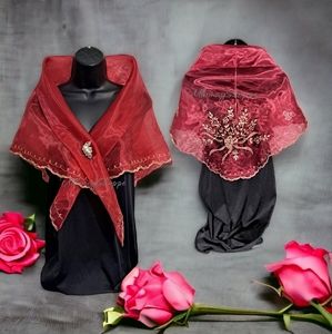 Burgundy-Modern Embroidered Filipiniana Alampay